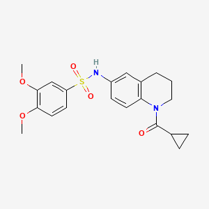 molecular formula C21H24N2O5S B2797119 N-(1-cyclopropanecarbonyl-1,2,3,4-tetrahydroquinolin-6-yl)-3,4-dimethoxybenzene-1-sulfonamide CAS No. 932364-18-6