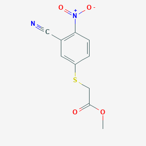 molecular formula C10H8N2O4S B2797126 methyl 2-[(3-cyano-4-nitrophenyl)sulfanyl]acetate CAS No. 1024431-85-3
