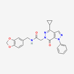 molecular formula C24H21N5O4 B2797161 N-(benzo[d][1,3]dioxol-5-ylmethyl)-2-(4-cyclopropyl-7-oxo-1-phenyl-1H-pyrazolo[3,4-d]pyridazin-6(7H)-yl)acetamide CAS No. 1105225-29-3