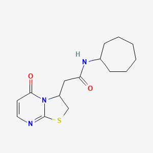 molecular formula C15H21N3O2S B2797196 N-cycloheptyl-2-(5-oxo-3,5-dihydro-2H-thiazolo[3,2-a]pyrimidin-3-yl)acetamide CAS No. 952997-41-0