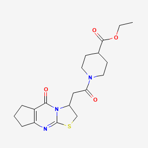 Ethyl 1-(2-(5-oxo-2,3,5,6,7,8-hexahydrocyclopenta[d]thiazolo[3,2-a]pyrimidin-3-yl)acetyl)piperidine-4-carboxylate