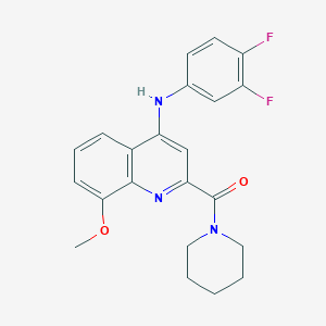 molecular formula C22H21F2N3O2 B2797206 N-(3,4-difluorophenyl)-8-methoxy-2-(piperidine-1-carbonyl)quinolin-4-amine CAS No. 1251597-07-5