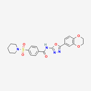 N-(5-(2,3-dihydrobenzo[b][1,4]dioxin-6-yl)-1,3,4-oxadiazol-2-yl)-4-(piperidin-1-ylsulfonyl)benzamide