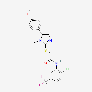 molecular formula C20H17ClF3N3O2S B2797232 N-[2-chloro-5-(trifluoromethyl)phenyl]-2-{[5-(4-methoxyphenyl)-1-methyl-1H-imidazol-2-yl]sulfanyl}acetamide CAS No. 946380-86-5