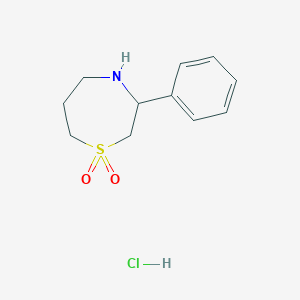 molecular formula C11H16ClNO2S B2797233 3-phenyl-1lambda6,4-thiazepane-1,1-dione hydrochloride CAS No. 2126177-74-8