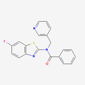molecular formula C20H14FN3OS B2797243 N-(6-fluoro-1,3-benzothiazol-2-yl)-N-[(pyridin-3-yl)methyl]benzamide CAS No. 895017-36-4