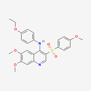 molecular formula C26H26N2O6S B2797249 N-(4-ethoxyphenyl)-6,7-dimethoxy-3-(4-methoxybenzenesulfonyl)quinolin-4-amine CAS No. 899356-32-2