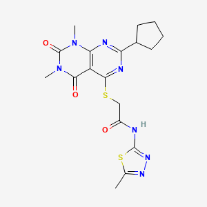 2-((2-cyclopentyl-6,8-dimethyl-5,7-dioxo-5,6,7,8-tetrahydropyrimido[4,5-d]pyrimidin-4-yl)thio)-N-(5-methyl-1,3,4-thiadiazol-2-yl)acetamide