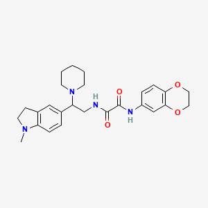 N1-(2,3-dihydrobenzo[b][1,4]dioxin-6-yl)-N2-(2-(1-methylindolin-5-yl)-2-(piperidin-1-yl)ethyl)oxalamide