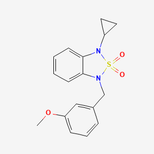 molecular formula C17H18N2O3S B2797286 1-Cyclopropyl-3-[(3-methoxyphenyl)methyl]-1,3-dihydro-2lambda6,1,3-benzothiadiazole-2,2-dione CAS No. 2097932-36-8
