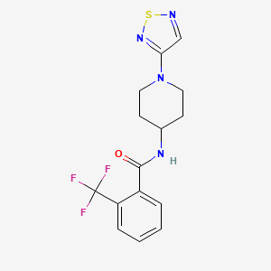 molecular formula C15H15F3N4OS B2797295 N-[1-(1,2,5-thiadiazol-3-yl)piperidin-4-yl]-2-(trifluoromethyl)benzamide CAS No. 2034379-00-3