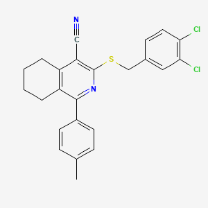 molecular formula C24H20Cl2N2S B2797298 3-[(3,4-Dichlorobenzyl)sulfanyl]-1-(4-methylphenyl)-5,6,7,8-tetrahydroisoquinoline-4-carbonitrile CAS No. 607696-36-6
