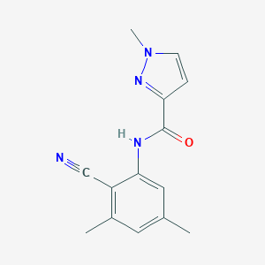 molecular formula C14H14N4O B279730 N-(2-Cyano-3,5-dimethylphenyl)-1-methyl-1H-pyrazole-3-carboxamide 