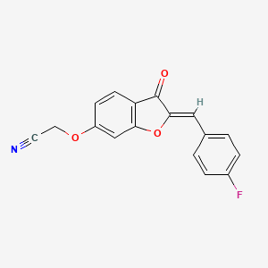 molecular formula C17H10FNO3 B2797305 (Z)-2-((2-(4-fluorobenzylidene)-3-oxo-2,3-dihydrobenzofuran-6-yl)oxy)acetonitrile CAS No. 623120-11-6