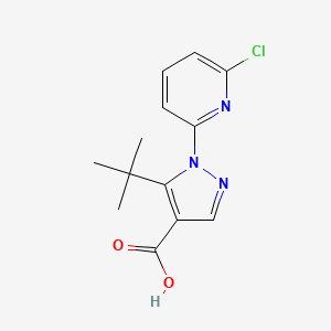 molecular formula C13H14ClN3O2 B2797306 5-Tert-butyl-1-(6-chloropyridin-2-YL)pyrazole-4-carboxylic acid CAS No. 1820740-45-1