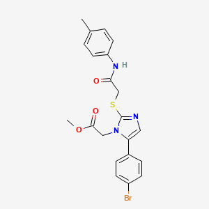 molecular formula C21H20BrN3O3S B2797311 methyl 2-(5-(4-bromophenyl)-2-((2-oxo-2-(p-tolylamino)ethyl)thio)-1H-imidazol-1-yl)acetate CAS No. 1206997-28-5