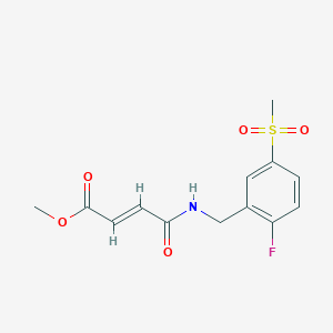 molecular formula C13H14FNO5S B2797313 Methyl (E)-4-[(2-fluoro-5-methylsulfonylphenyl)methylamino]-4-oxobut-2-enoate CAS No. 2411335-99-2