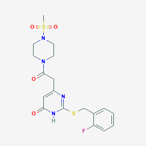 2-((2-fluorobenzyl)thio)-6-(2-(4-(methylsulfonyl)piperazin-1-yl)-2-oxoethyl)pyrimidin-4(3H)-one