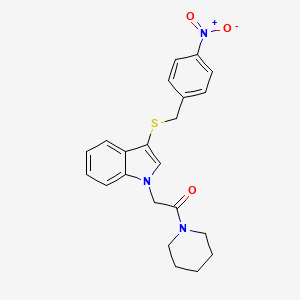 2-(3-((4-nitrobenzyl)thio)-1H-indol-1-yl)-1-(piperidin-1-yl)ethanone