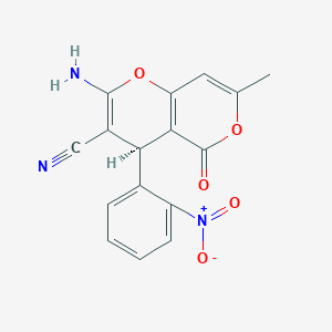 (4S)-2-amino-7-methyl-4-(2-nitrophenyl)-5-oxo-4H,5H-pyrano[4,3-b]pyran-3-carbonitrile