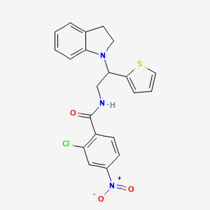 2-chloro-N-(2-(indolin-1-yl)-2-(thiophen-2-yl)ethyl)-4-nitrobenzamide