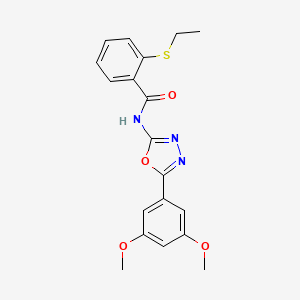 molecular formula C19H19N3O4S B2797338 N-[5-(3,5-dimethoxyphenyl)-1,3,4-oxadiazol-2-yl]-2-(ethylsulfanyl)benzamide CAS No. 886917-38-0