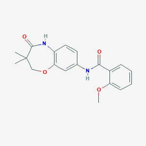 molecular formula C19H20N2O4 B2797342 N-(3,3-dimethyl-4-oxo-2,3,4,5-tetrahydro-1,5-benzoxazepin-8-yl)-2-methoxybenzamide CAS No. 921835-23-6