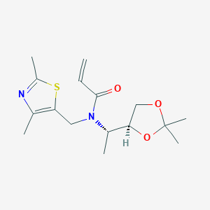 molecular formula C16H24N2O3S B2797347 N-[(1S)-1-[(4S)-2,2-Dimethyl-1,3-dioxolan-4-yl]ethyl]-N-[(2,4-dimethyl-1,3-thiazol-5-yl)methyl]prop-2-enamide CAS No. 2411178-47-5