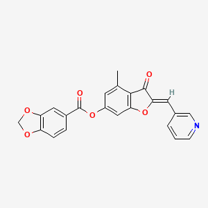(Z)-4-methyl-3-oxo-2-(pyridin-3-ylmethylene)-2,3-dihydrobenzofuran-6-yl benzo[d][1,3]dioxole-5-carboxylate