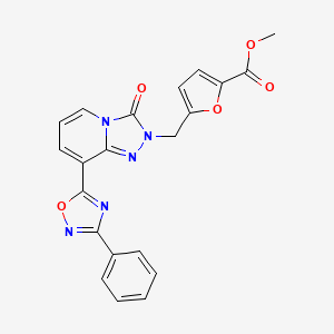 molecular formula C21H15N5O5 B2797365 methyl 5-{[3-oxo-8-(3-phenyl-1,2,4-oxadiazol-5-yl)-2H,3H-[1,2,4]triazolo[4,3-a]pyridin-2-yl]methyl}furan-2-carboxylate CAS No. 1251597-30-4
