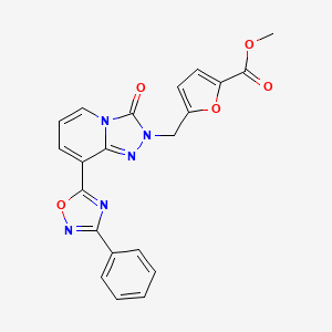 molecular formula C21H15N5O5 B2797365 methyl 5-((3-oxo-8-(3-phenyl-1,2,4-oxadiazol-5-yl)-[1,2,4]triazolo[4,3-a]pyridin-2(3H)-yl)methyl)furan-2-carboxylate CAS No. 1251597-30-4