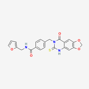 molecular formula C22H17N3O5S B2797370 N-(furan-2-ylmethyl)-4-[(8-oxo-6-sulfanylidene-5H-[1,3]dioxolo[4,5-g]quinazolin-7-yl)methyl]benzamide CAS No. 688055-87-0