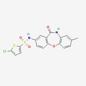 molecular formula C18H13ClN2O4S2 B2797373 5-chloro-N-(8-methyl-11-oxo-10,11-dihydrodibenzo[b,f][1,4]oxazepin-2-yl)thiophene-2-sulfonamide CAS No. 922035-21-0
