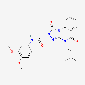 molecular formula C24H27N5O5 B2797380 N-(3,4-dimethoxyphenyl)-2-(4-isopentyl-1,5-dioxo-4,5-dihydro-[1,2,4]triazolo[4,3-a]quinazolin-2(1H)-yl)acetamide CAS No. 1242861-58-0