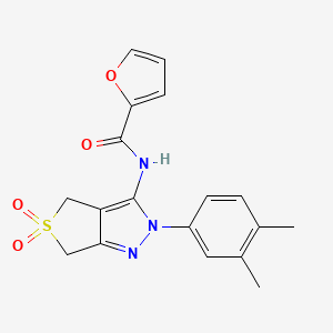 molecular formula C18H17N3O4S B2797381 N-(2-(3,4-二甲基苯基)-5,5-二氧代-4,6-二氢-2H-噻吩[3,4-c]吡唑-3-基)呋喃-2-甲酰胺 CAS No. 681267-28-7