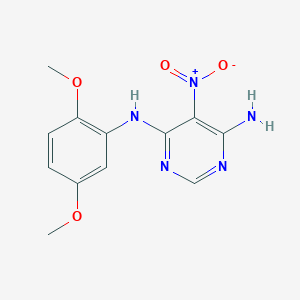 molecular formula C12H13N5O4 B2797382 N4-(2,5-dimethoxyphenyl)-5-nitropyrimidine-4,6-diamine CAS No. 450345-45-6