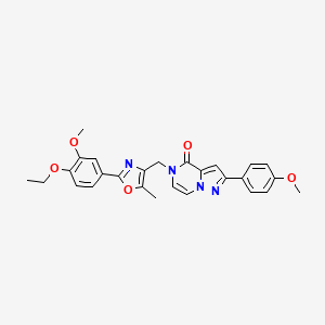 molecular formula C27H26N4O5 B2797383 5-((2-(4-乙氧基-3-甲氧基苯基)-5-甲氧基噁唑-4-基甲基)-2-(4-甲氧基苯基)吡唑并[1,5-a]吡嗪-4(5H)-酮 CAS No. 941899-24-7