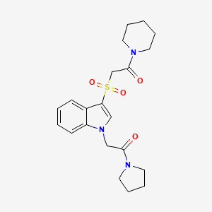 2-(3-((2-oxo-2-(piperidin-1-yl)ethyl)sulfonyl)-1H-indol-1-yl)-1-(pyrrolidin-1-yl)ethanone