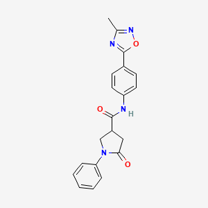 molecular formula C20H18N4O3 B2797447 N-[4-(3-methyl-1,2,4-oxadiazol-5-yl)phenyl]-5-oxo-1-phenylpyrrolidine-3-carboxamide CAS No. 1031660-29-3