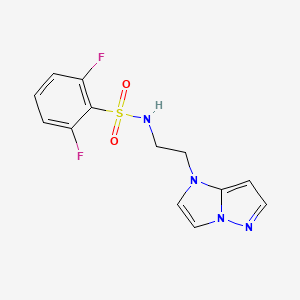 molecular formula C13H12F2N4O2S B2797457 N-(2-(1H-imidazo[1,2-b]pyrazol-1-yl)ethyl)-2,6-difluorobenzenesulfonamide CAS No. 1795297-37-8
