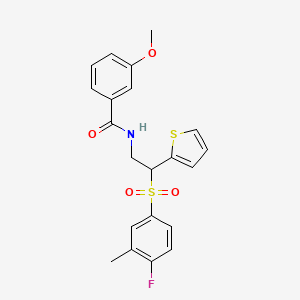 N-[2-[(4-fluoro-3-methylphenyl)sulfonyl]-2-(2-thienyl)ethyl]-3-methoxybenzamide