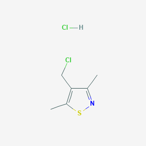 molecular formula C6H9Cl2NS B2797462 4-(Chloromethyl)-3,5-dimethyl-1,2-thiazole hydrochloride CAS No. 1820607-15-5