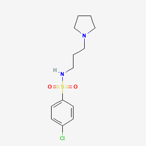 molecular formula C13H19ClN2O2S B2797482 4-Chloro-N-(3-(pyrrolidin-1-yl)propyl)benzenesulfonamide CAS No. 321718-12-1