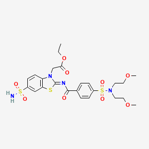 (Z)-ethyl 2-(2-((4-(N,N-bis(2-methoxyethyl)sulfamoyl)benzoyl)imino)-6-sulfamoylbenzo[d]thiazol-3(2H)-yl)acetate
