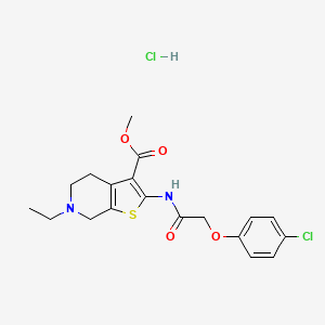 molecular formula C19H22Cl2N2O4S B2797503 Methyl 2-(2-(4-chlorophenoxy)acetamido)-6-ethyl-4,5,6,7-tetrahydrothieno[2,3-c]pyridine-3-carboxylate hydrochloride CAS No. 1330312-21-4