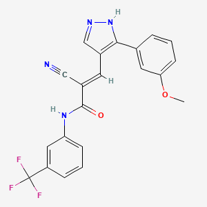 (E)-2-cyano-3-[5-(3-methoxyphenyl)-1H-pyrazol-4-yl]-N-[3-(trifluoromethyl)phenyl]prop-2-enamide