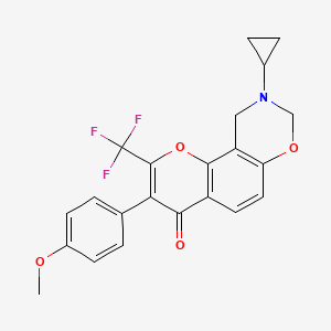 9-cyclopropyl-3-(4-methoxyphenyl)-2-(trifluoromethyl)-9,10-dihydro-4H,8H-chromeno[8,7-e][1,3]oxazin-4-one