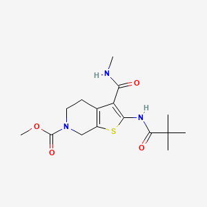 molecular formula C16H23N3O4S B2797560 methyl 3-(methylcarbamoyl)-2-pivalamido-4,5-dihydrothieno[2,3-c]pyridine-6(7H)-carboxylate CAS No. 886958-10-7