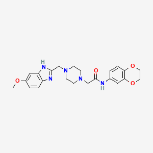 N-(2,3-dihydrobenzo[b][1,4]dioxin-6-yl)-2-(4-((5-methoxy-1H-benzo[d]imidazol-2-yl)methyl)piperazin-1-yl)acetamide