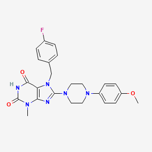 molecular formula C24H25FN6O3 B2797564 7-(4-fluorobenzyl)-8-(4-(4-methoxyphenyl)piperazin-1-yl)-3-methyl-1H-purine-2,6(3H,7H)-dione CAS No. 887200-26-2